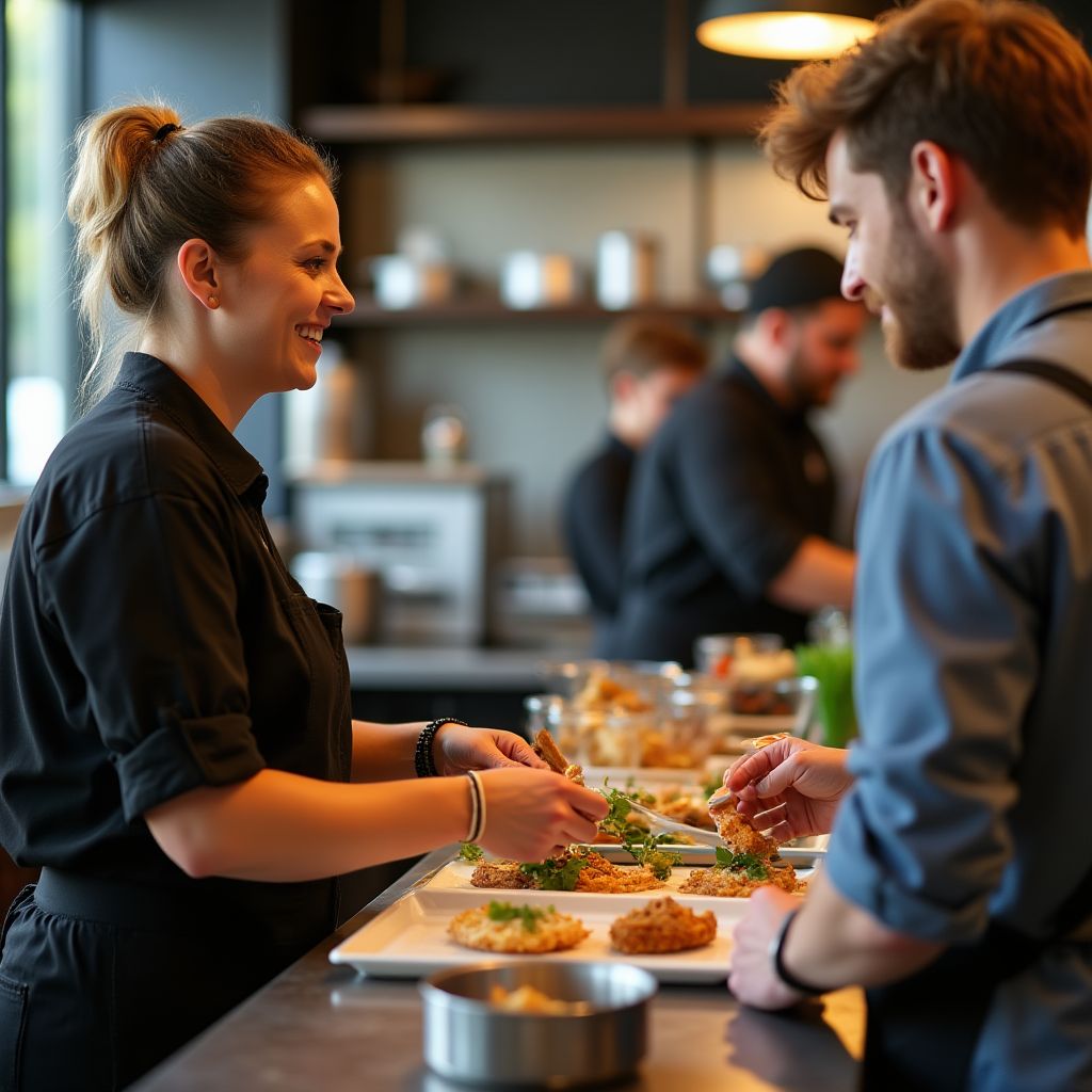 Consultant working with cafe staff